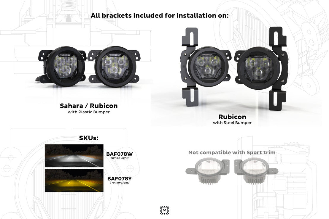 4Banger LED Fog Light Kit for 2020+ Jeep Gladiator JT