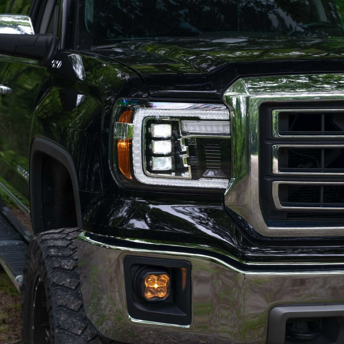 Faros delanteros LED con proyector para GMC Sierra 1500 14-18 y GMC Sierra 2500/3500 15-19 (par)