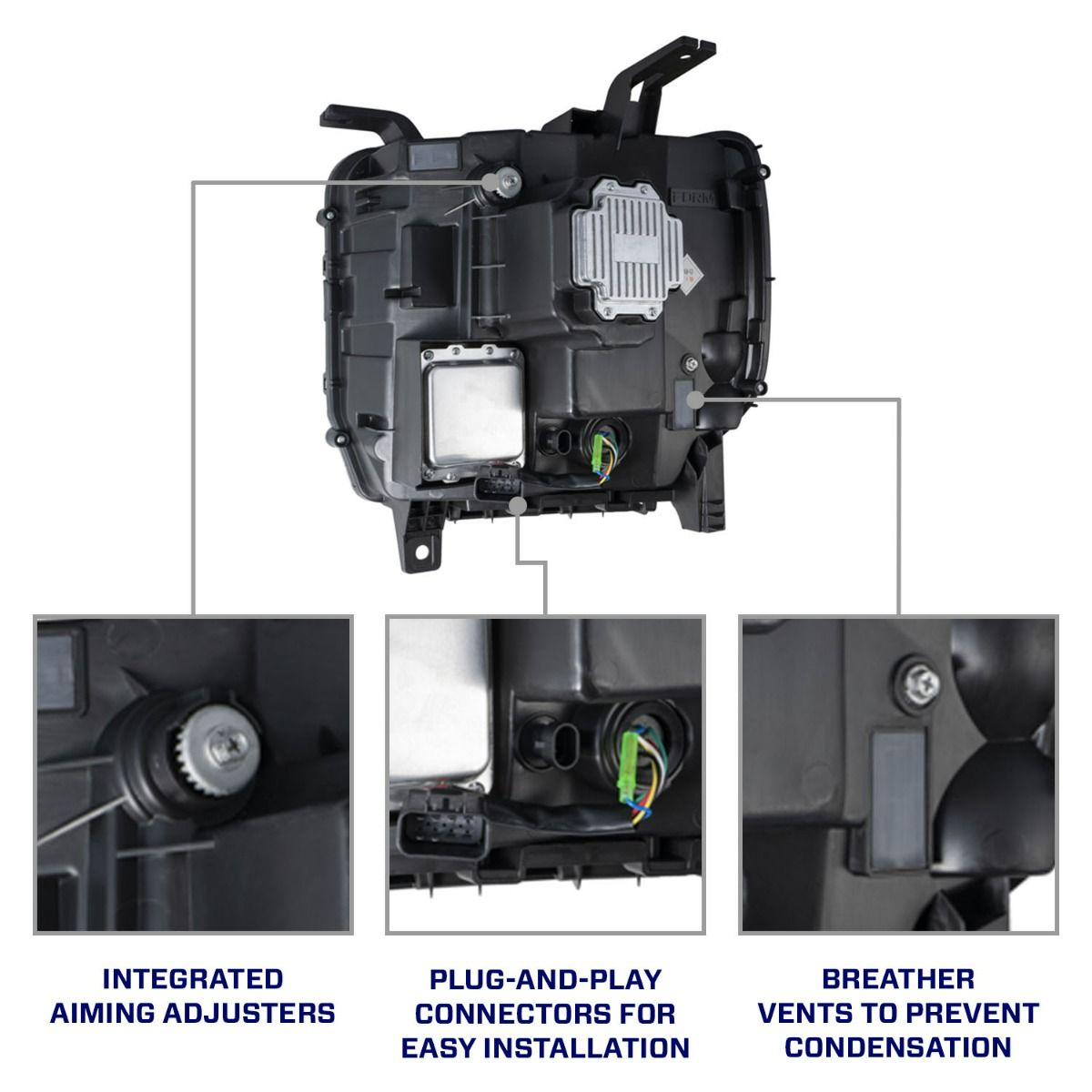 Faros delanteros LED con proyector para GMC Sierra 1500 14-18 y GMC Sierra 2500/3500 15-19 (par)