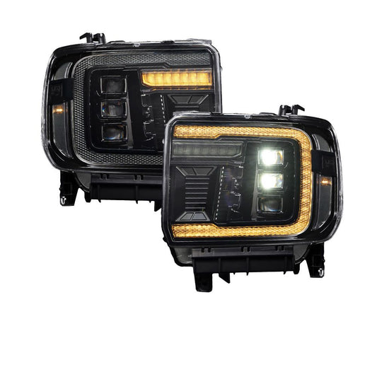 Faros delanteros LED con proyector (luz diurna ámbar) para GMC Sierra 1500 14-18 y GMC Sierra 2500/3500 15-19