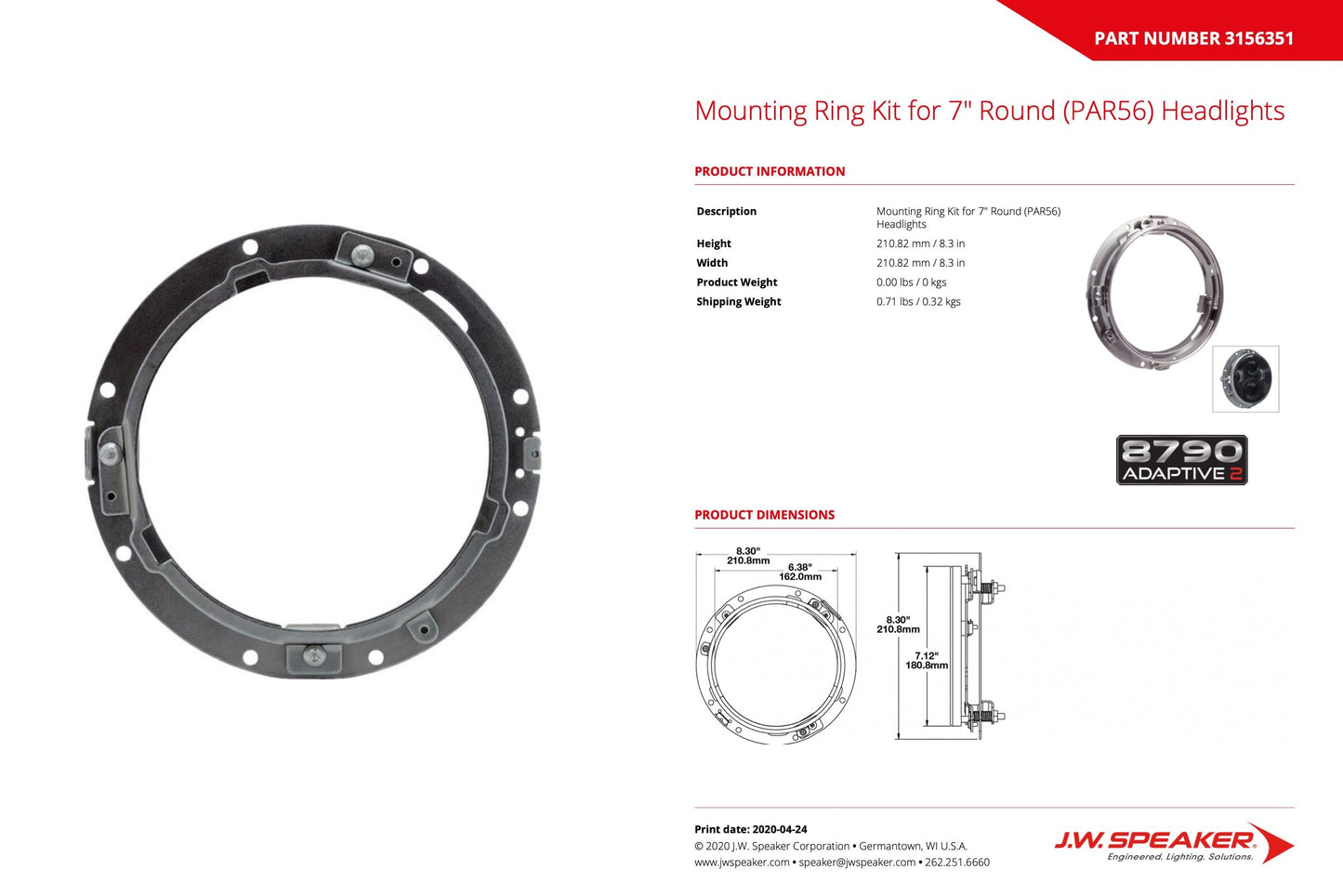 Anillo de montaje para altavoz JW 8700 (SET)
