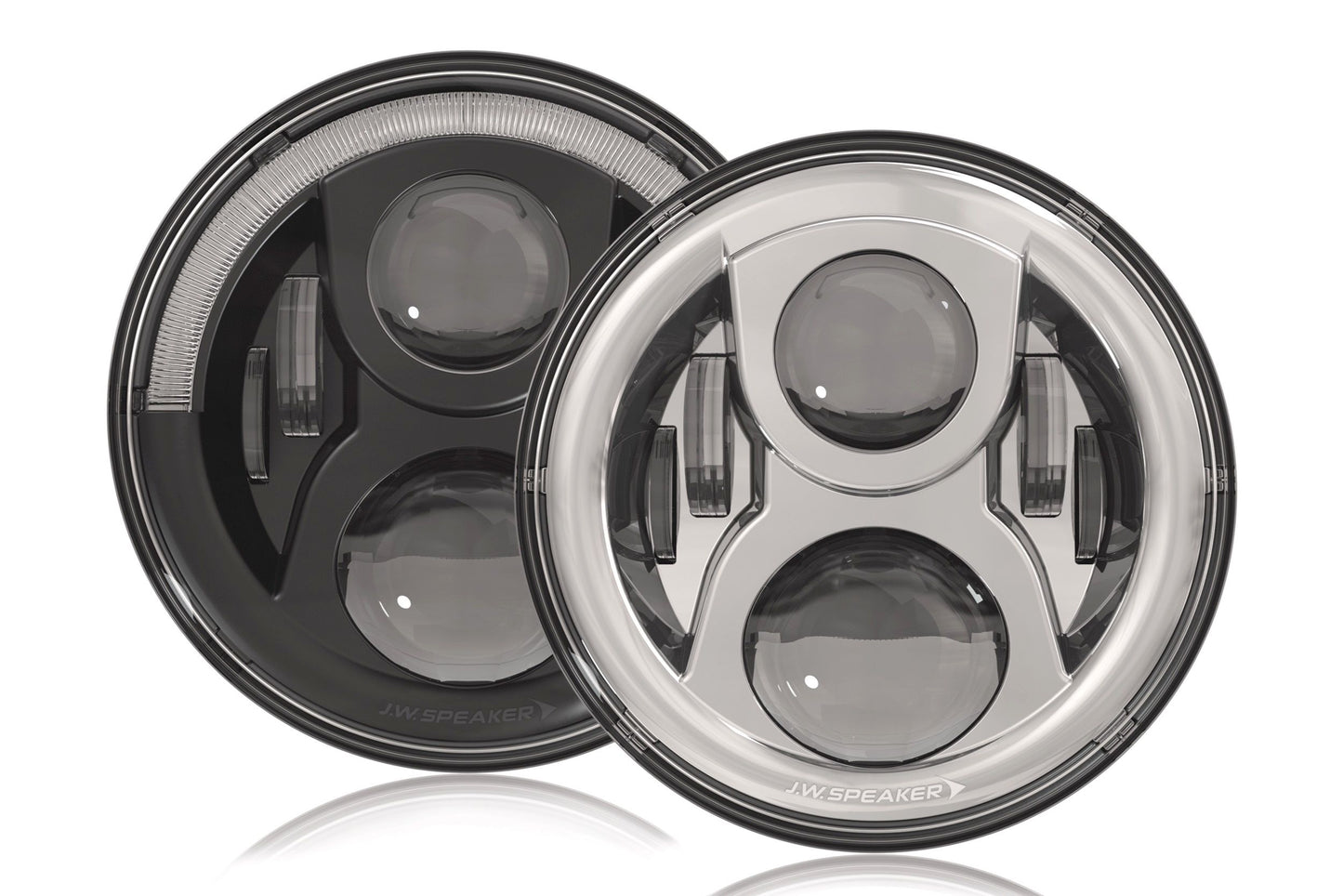 Orador JW: faro delantero DOT 8700-EVO2-DB de 12/24 V (cromado)