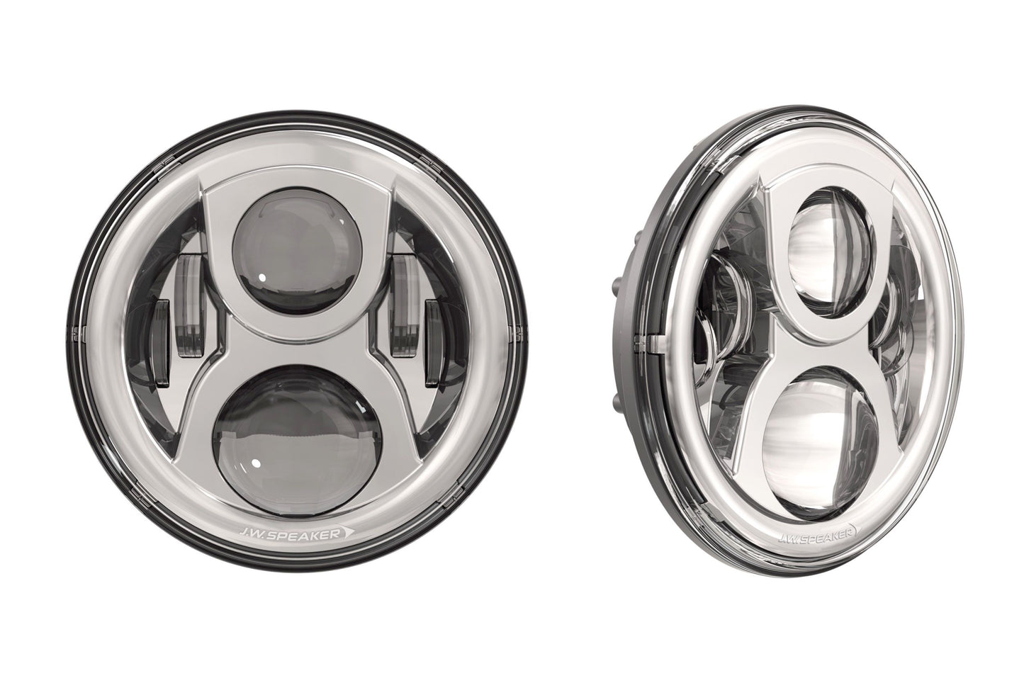 Orador JW: faro delantero DOT 8700-EVO2-DB de 12/24 V (cromado)