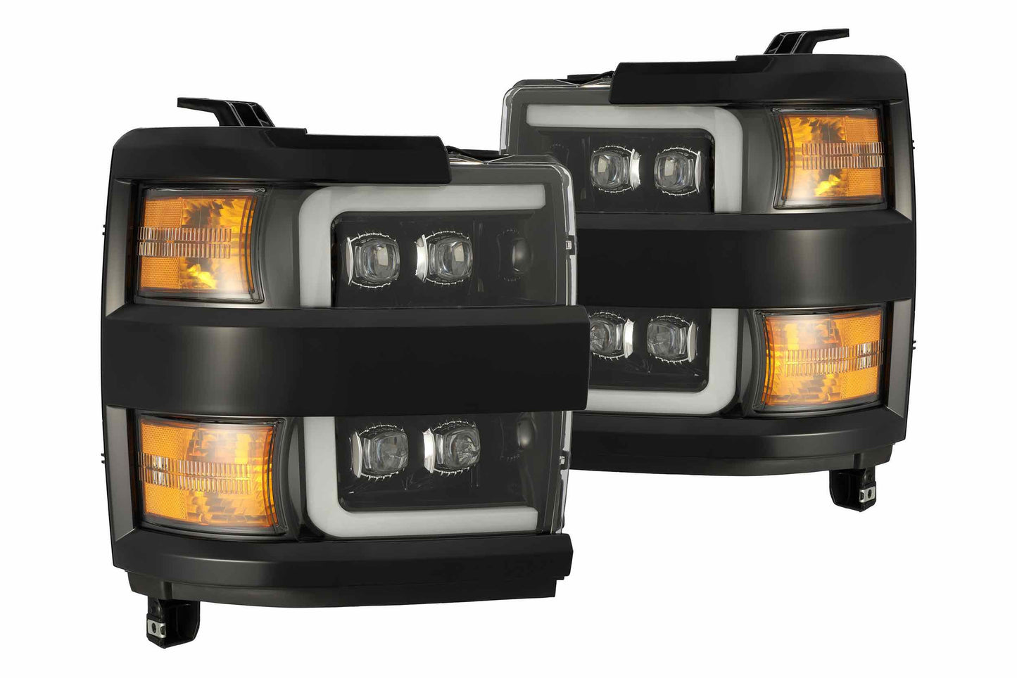 Faros delanteros LED ARex Nova: Chevy Silverado HD (15-19) - Negro con rejilla cromada (juego)