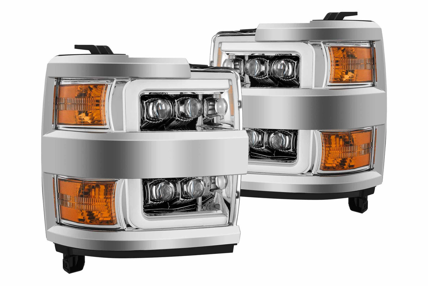 Faros delanteros LED ARex Nova: Chevy Silverado HD (15-19) - Negro azabache con rejilla cromada (juego)