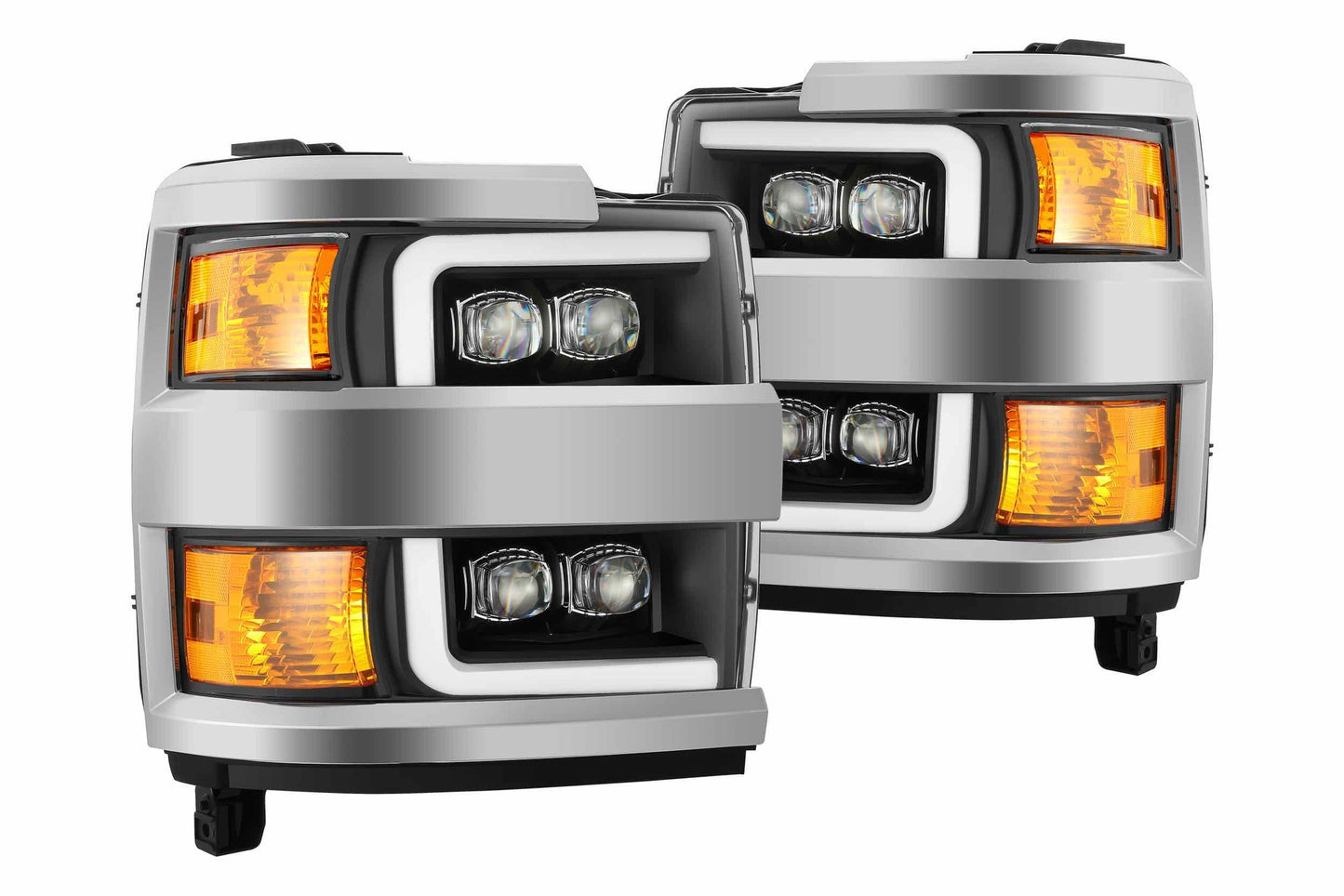 Faros delanteros LED ARex Nova: Chevy Silverado HD (15-19) - Negro azabache con rejilla cromada (juego)