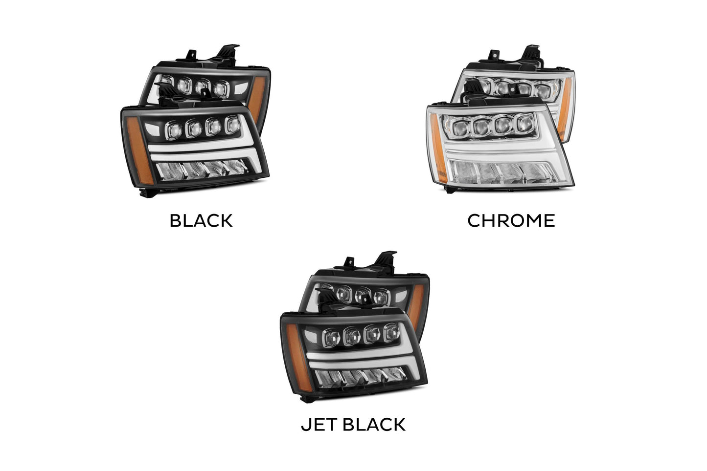Faros delanteros LED ARex Nova: Chevy Tahoe/Suburban/Avalanche (07-13) - Negro azabache (juego)