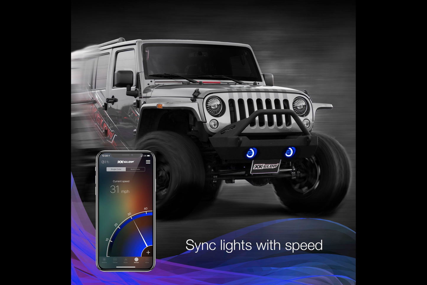 Kit de luces antiniebla LED RGB XKChrome: Wrangler JL (negro sin controlador) (par)