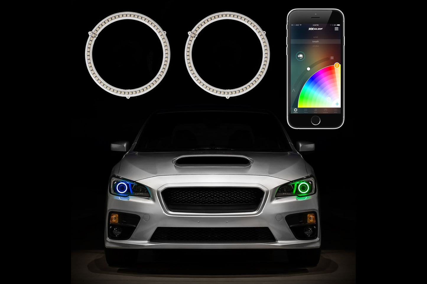XKChrome RGB LED Halo Kit: 80mm (w/ Controller) (Pair)
