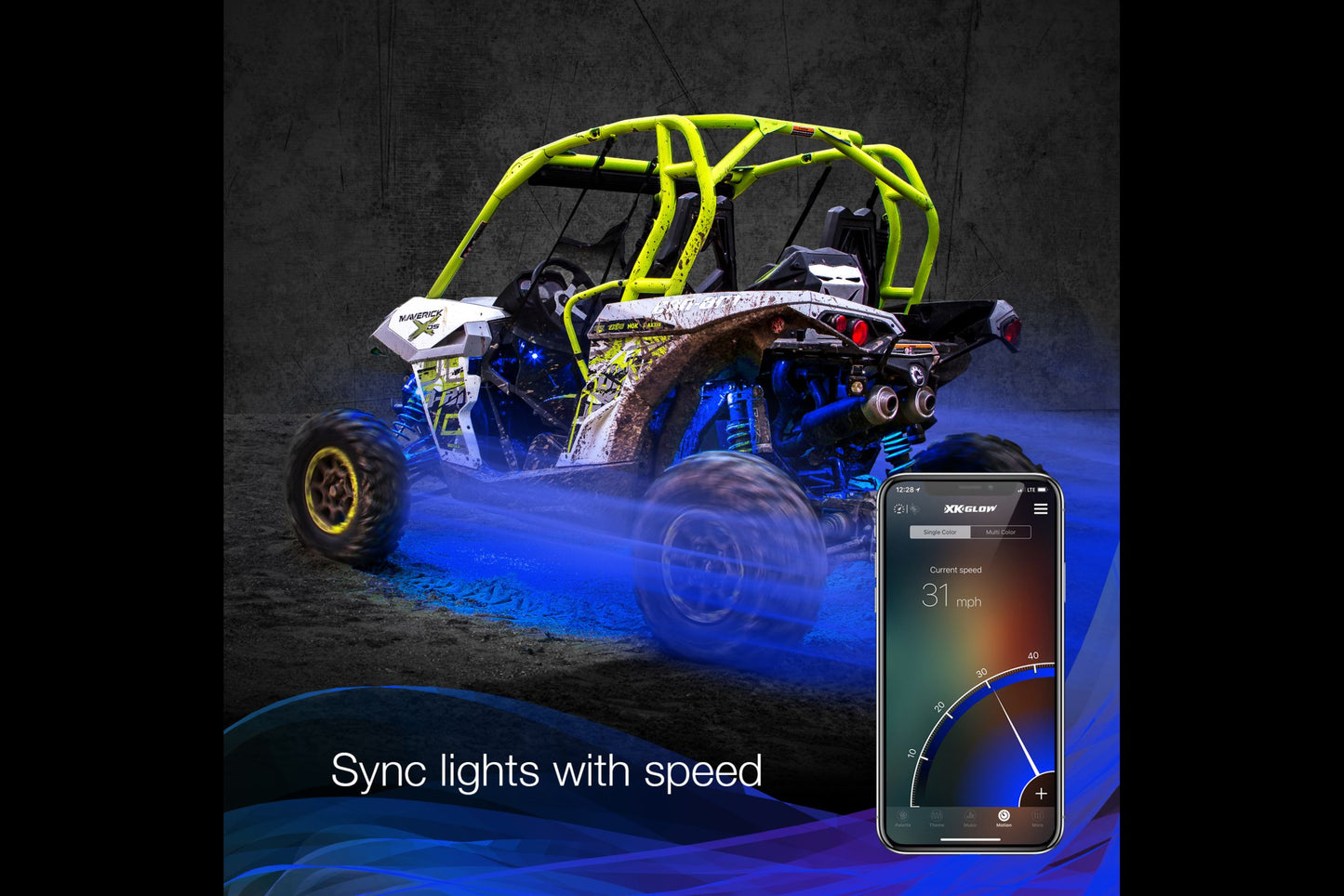 XKChrome RGB LED Rock Light Kit: 4pc w/ Dash Mount Controller