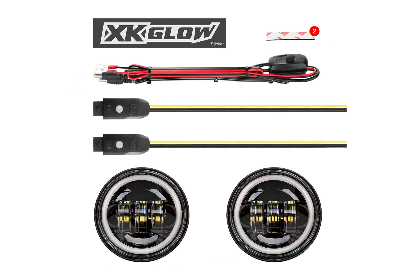 XKChrome RGB-LED-Lauflicht-Kit: Harley 4,5 Zoll (Chrom mit Controller)