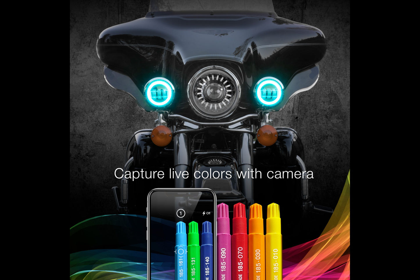 XKChrome RGB-LED-Lauflicht-Kit: Harley 4,5 Zoll (Chrom mit Controller)