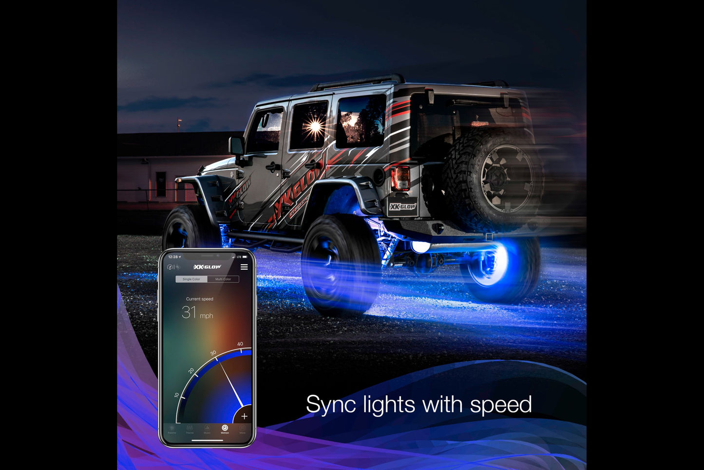 XKChrome RGB-LED-Radringe: 15–18 Zoll verstellbar / 4-teiliges Set mit Armaturenbrett-Montage-Controller