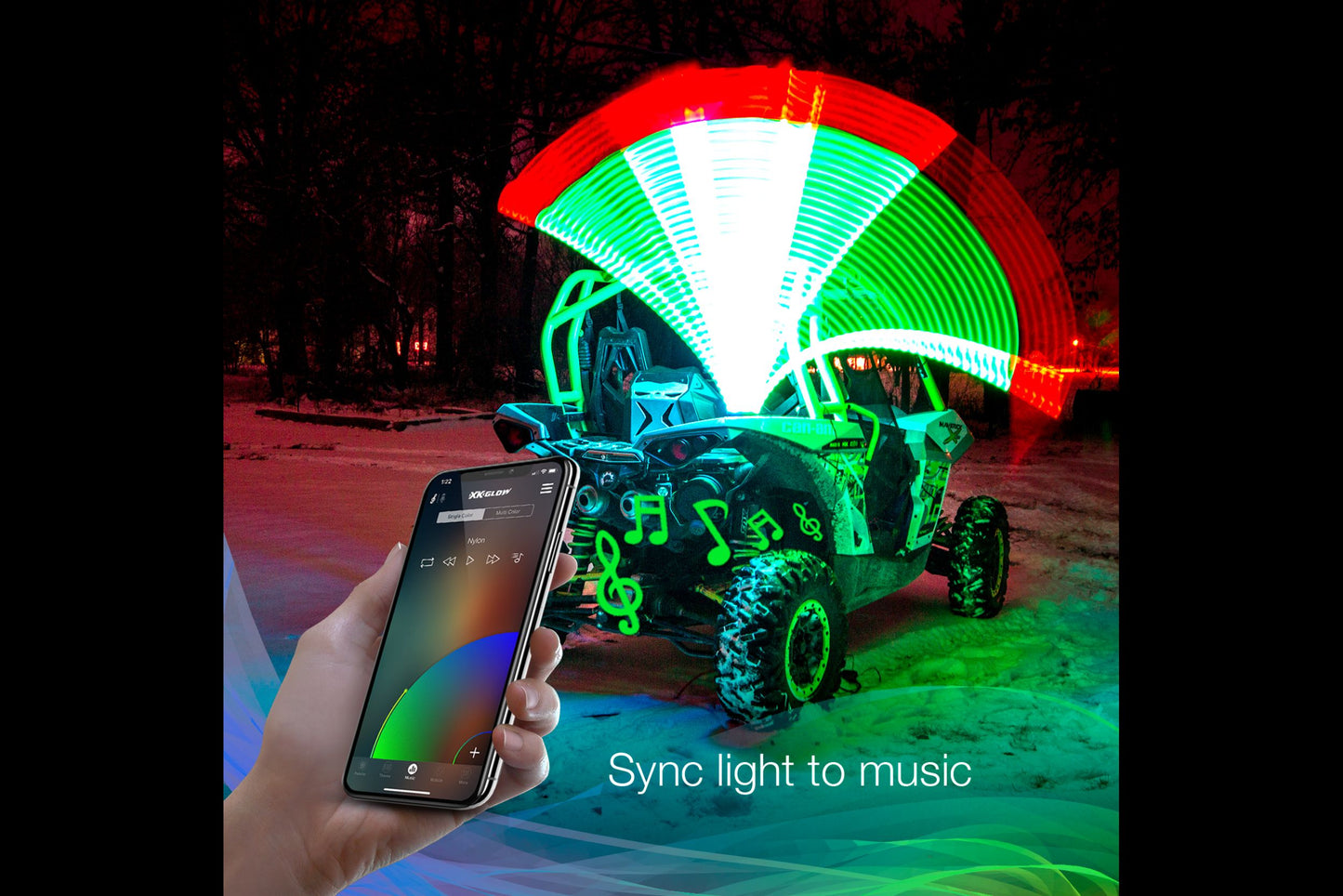XKChrome RGB LED Whip Lights: 48in / Pair w/ Dash Mount Controller