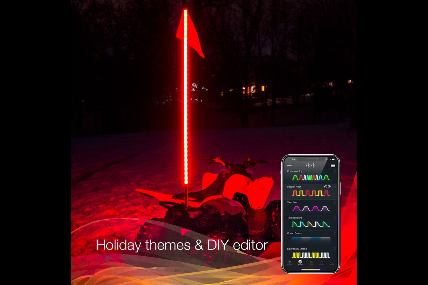 XKChrome RGB LED Whip Lights: 48in / Pair w/ Dash Mount Controller