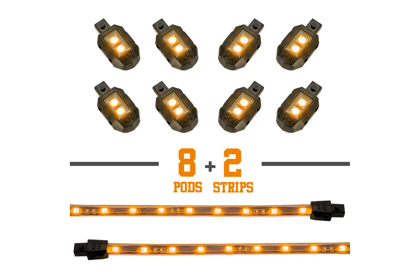 XKGlow Accent Light Kit: Red / 8x Pods, 2x 8in Strips