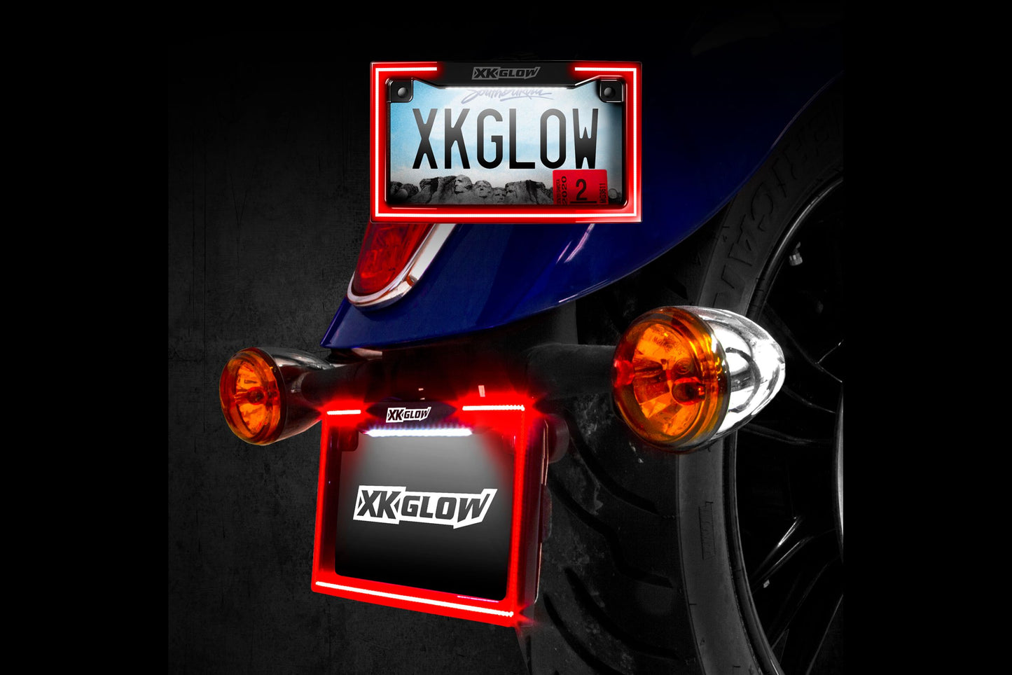 XKGlow Motorcycle Plate Frame: Chrome / White LEDs