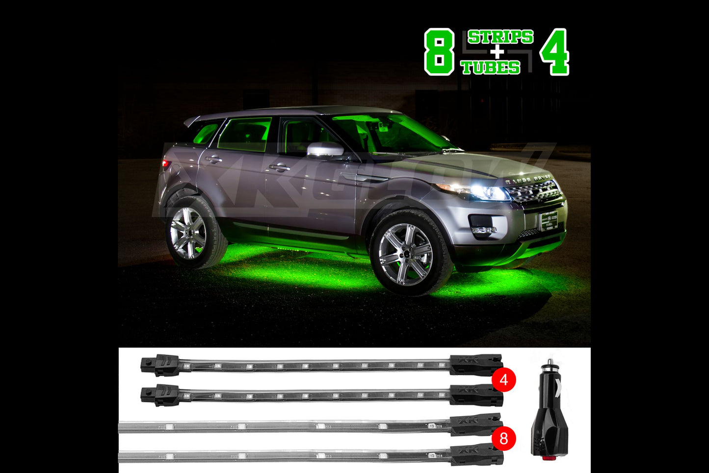 Kit de iluminación subterránea XKGlow: rojo / 8 tubos de 24 pulgadas y 4 tubos de 8 pulgadas