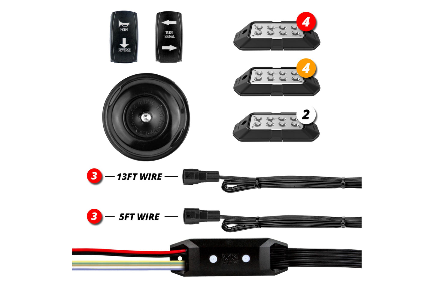 Kit de conversión legal para vehículos utilitarios deportivos XKGlow: 2 cápsulas blancas, 2 cápsulas rojas y 4 cápsulas ámbar