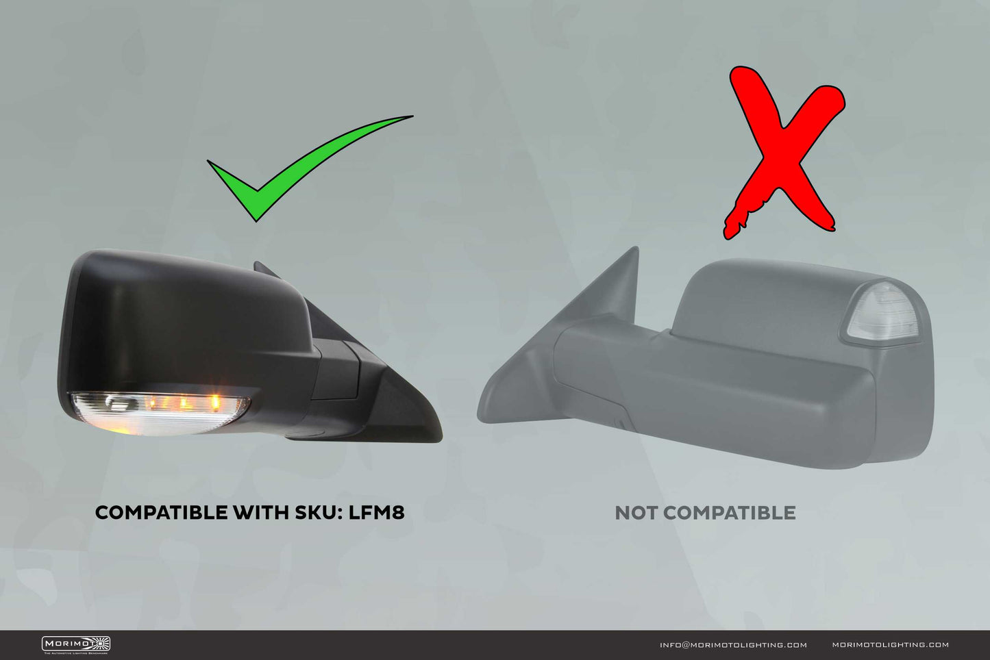 Luces LED para espejo retrovisor XB: Dodge Ram (09-18 / Parte inferior / Par)