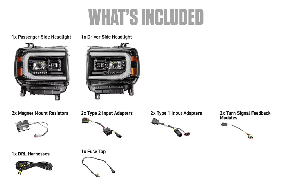 2015-2019 GMC Sierra HD XB EVO Hybrid LED Headlights