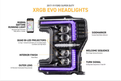2017-2019 Ford Super Duty XRGB Evo LED Headlights