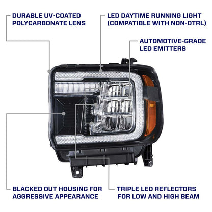 Par de faros delanteros reflectores LED para GMC Sierra 1500 14-18 y GMC Sierra 2500/3500 15-19 Form Lighting