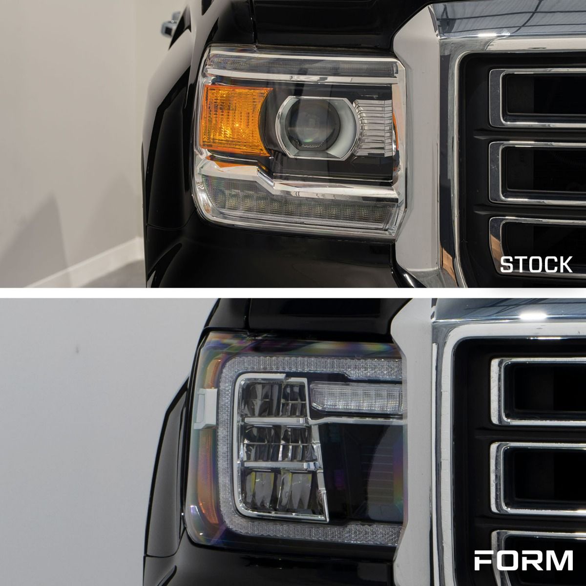 Par de faros delanteros reflectores LED para GMC Sierra 1500 14-18 y GMC Sierra 2500/3500 15-19 Form Lighting