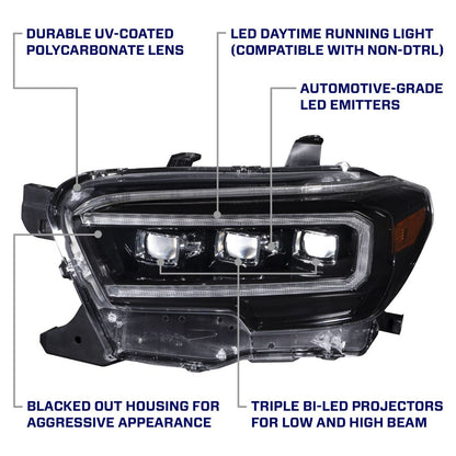 2016-2023 Toyota Tacoma Sequential LED Projector Headlights w/ Selectable DRL