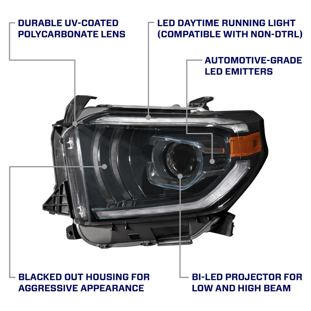 Faros delanteros LED con proyector para Toyota Tundra 2014-2021