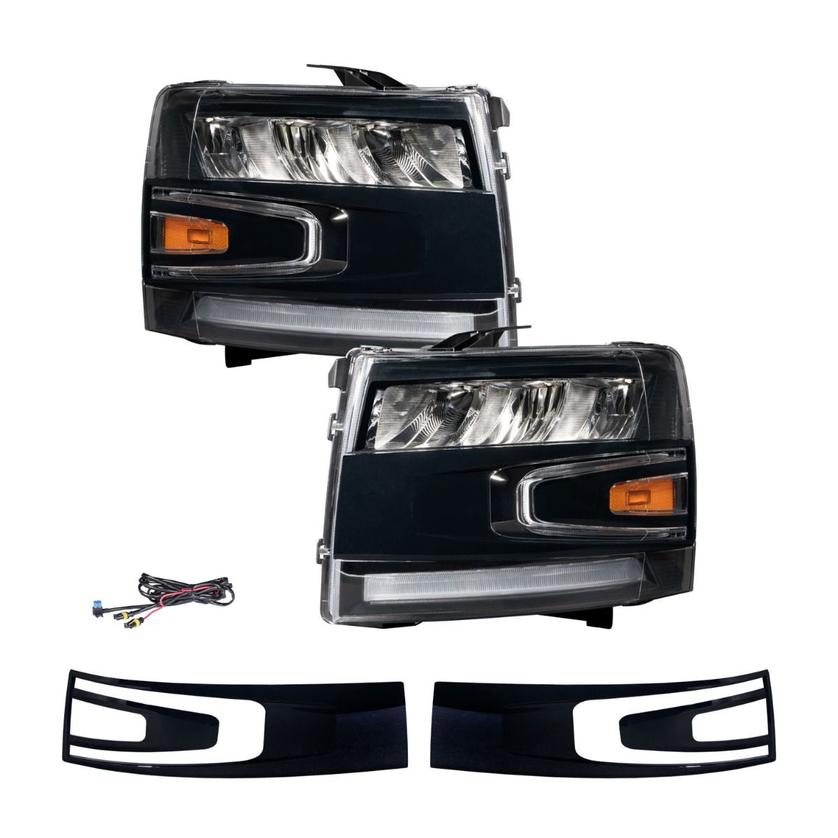 Par de faros delanteros reflectores LED para Chevrolet Silverado 2007-2013 con iluminación