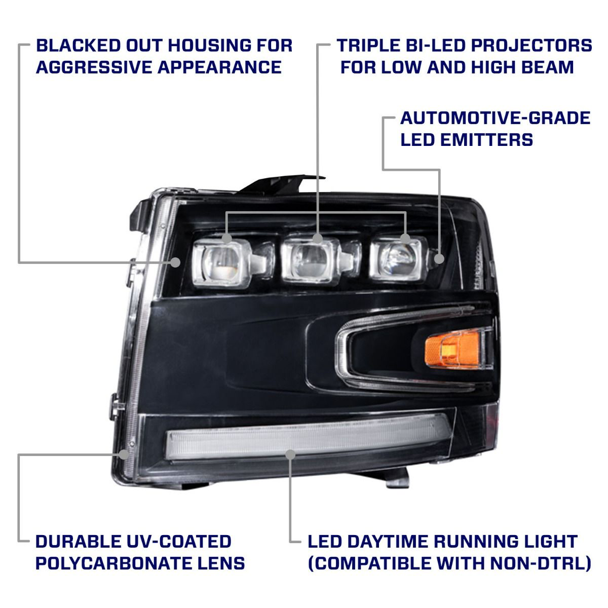 2007-2013 Chevrolet Silverado LED Projector Headlights Pair Form Lighting