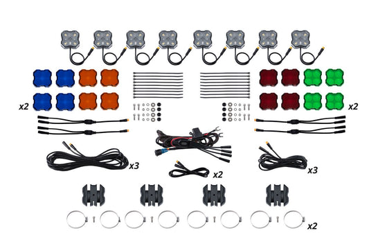 Stage Series SXS Rock Light Installer Kit, White Diffused M8 (8-pack)