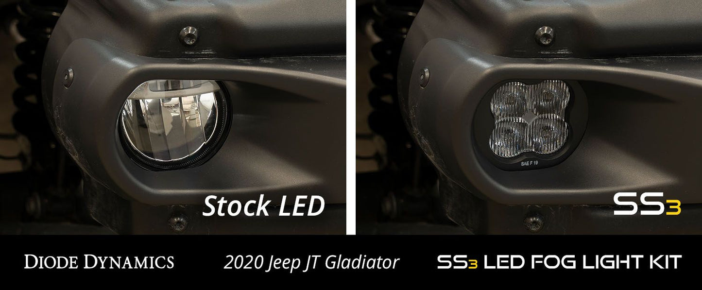 SS3 LED Fog Light Kit for 2020-2023 Jeep JT Gladiator Plastic Bumper (Sport)