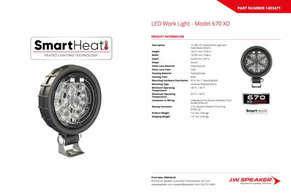 JW Speaker: 670S-12/110V XD LED Worklamp Spot Beam
