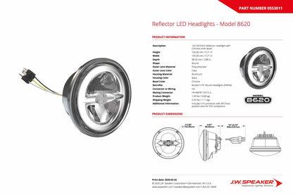 JW Speaker: 8620 - 12V LED Headlight (Chrome)