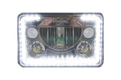 Vision X LED Headlights: (Each / 4x6in Rectangle / Black / White Halo)