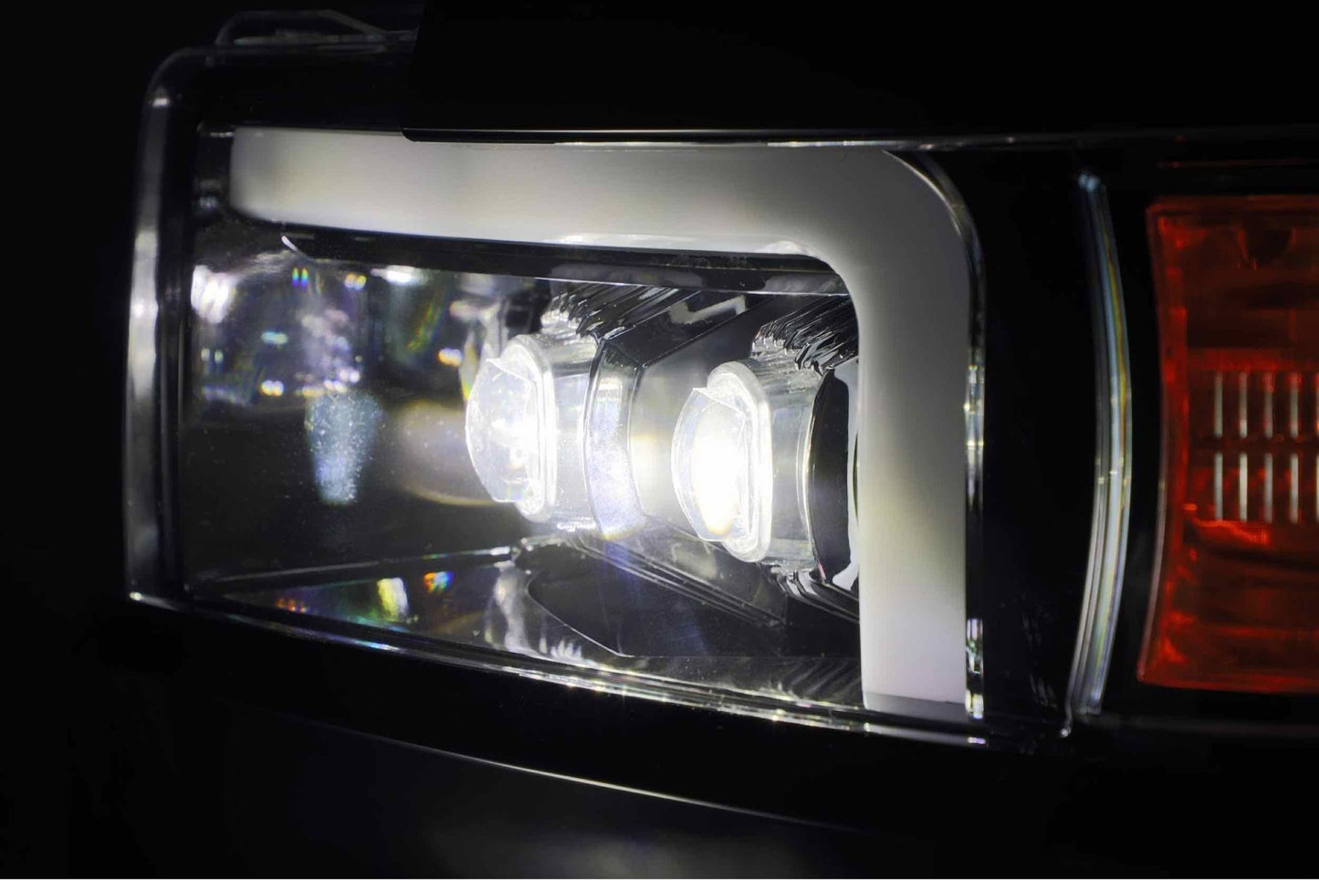 ARex Nova LED Headlights: Chevy Silverado HD (15-19) - Jet Black w/ Chrome Grille (Set)