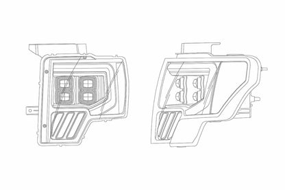 Faros delanteros LED ARex Nova: Ford F150 (09-14) - Negro (juego)