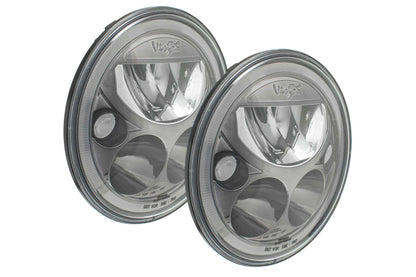 Vision X LED Headlights: (Each / 7in Round / Chrome / Amber Halo)