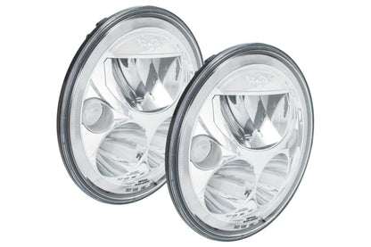 Vision X LED Headlights: (Each / 7in Round / Black / Amber Halo)
