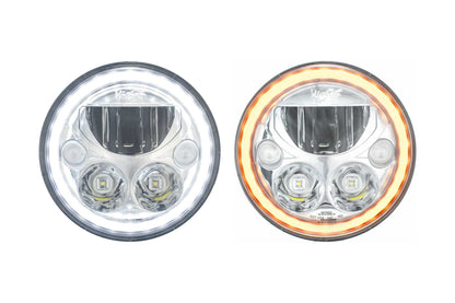 Vision X LED Headlights: (Each / 7in Round / Chrome / Amber Halo)