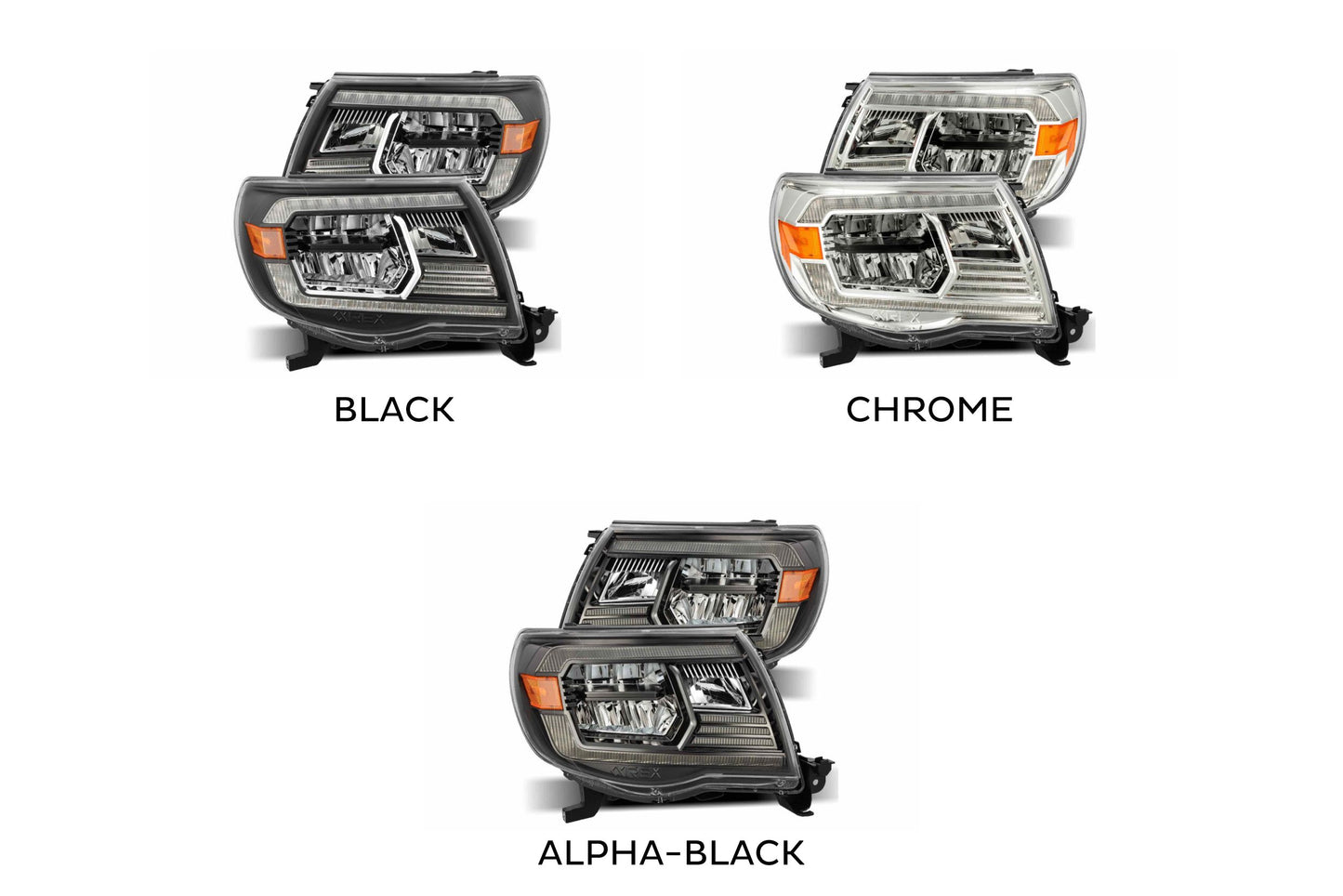 ARex Luxx LED Headlights: Toyota Tacoma (05-11) - Black (Reflector / Set)
