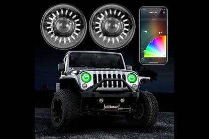 XKChrome RGB LED 7in Wrangler TJ/JK Headlight Kit w/o Controller