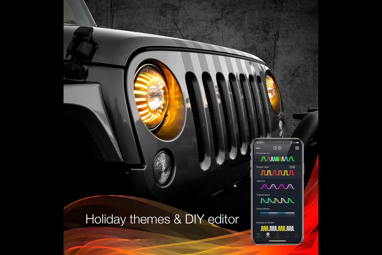 XKChrome RGB LED 7in Wrangler JL/JT Headlight Kit w/ BT Controller