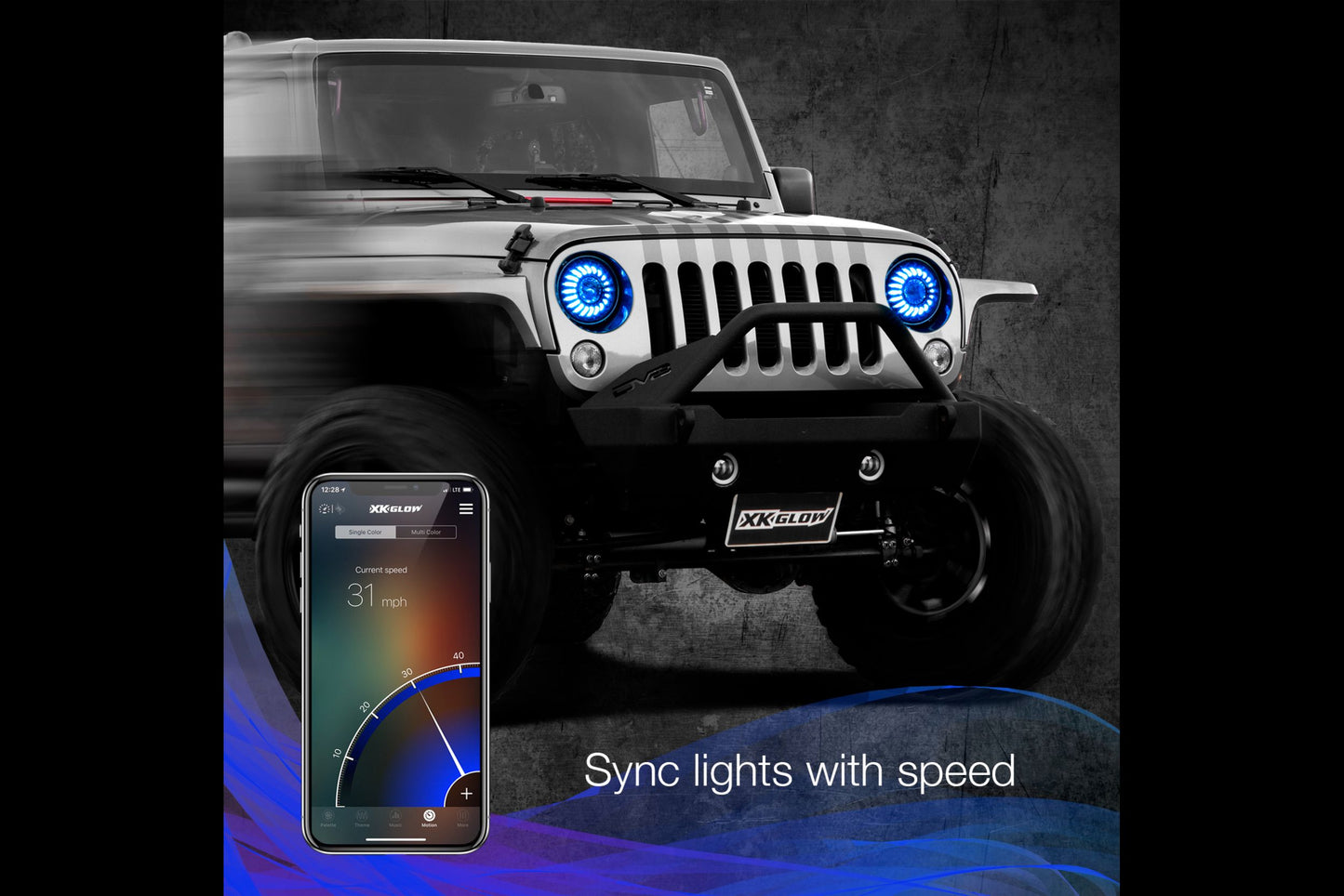 XKChrome RGB LED 7in Wrangler TJ/JK Headlight Kit w/o Controller