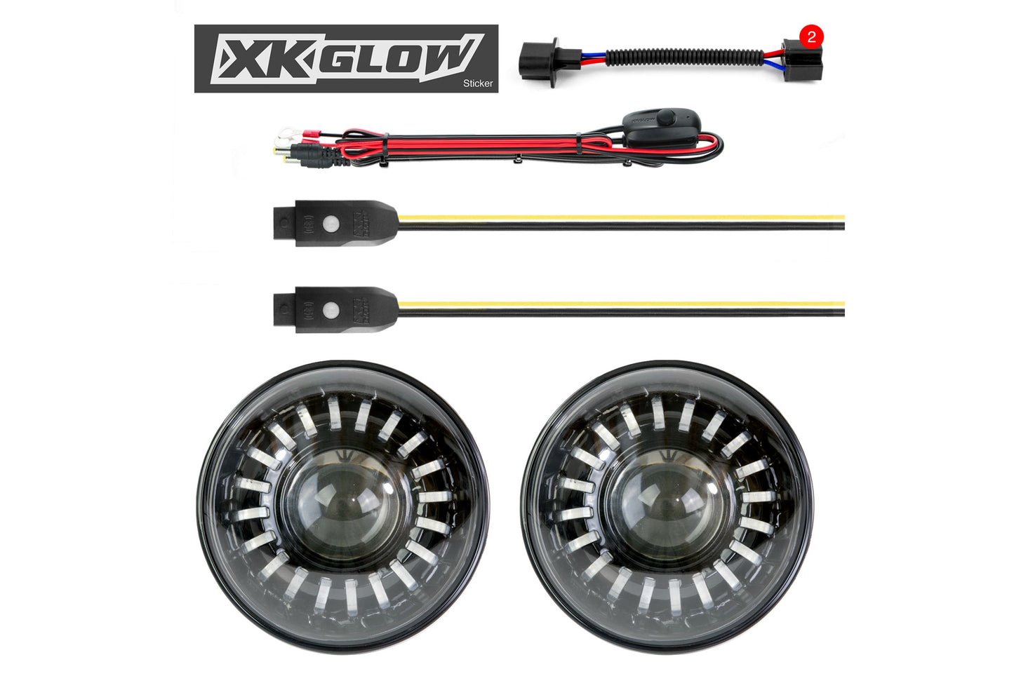 XKChrome RGB LED 7in Wrangler TJ/JK Headlight Kit w/o Controller