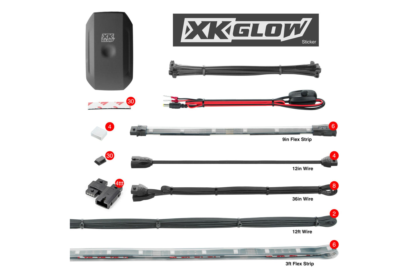 XKChrome RGB LED Boat Accent Light Kit: 8x 36in, 8x 9in Strips