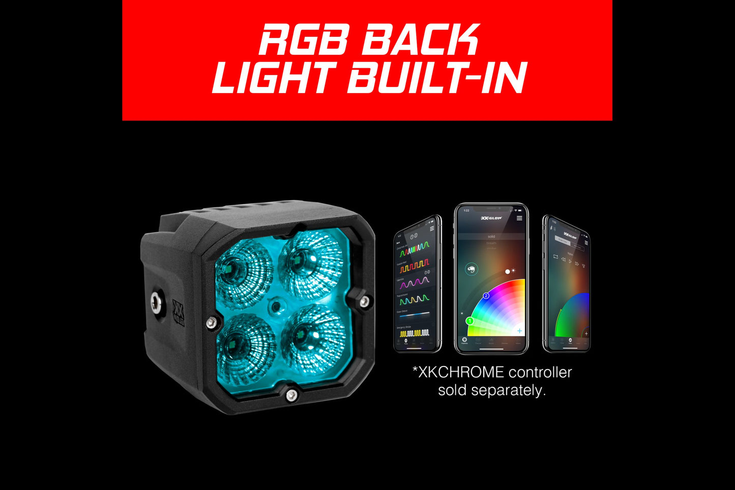 XKChrome RGB LED Cube Light Kit: Flood / Round (Pair)