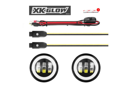XKChrome RGB LED Fog Light Kit: Wrangler JL (Black w/ Controller) (Pair)